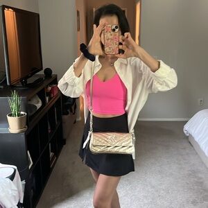 Tory Burch  Kira Chevron. Metallic small flat shoulder